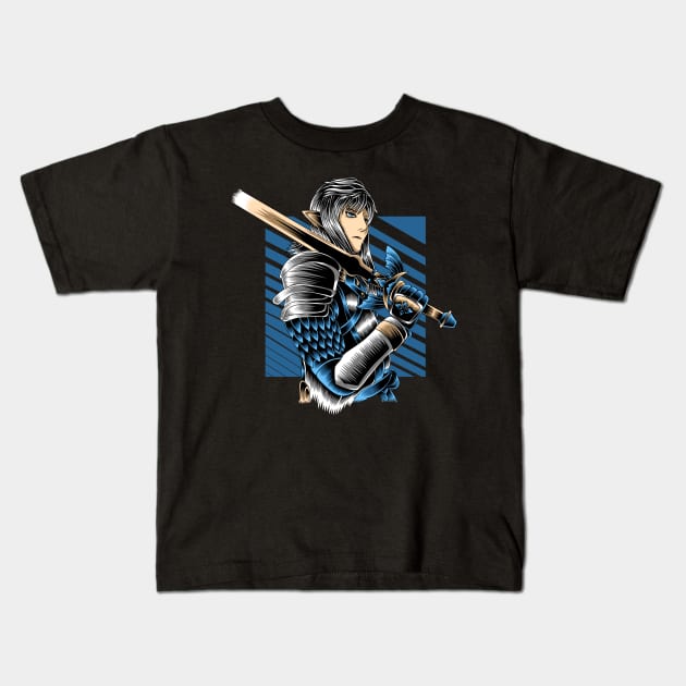 Artwork Illustration Mighty Knight With Golden Sword Kids T-Shirt by Endonger Studio